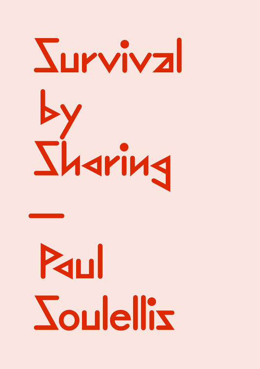 Template cover of 'Survival by Sharing' by Paul Soulellis with red text on a beige background